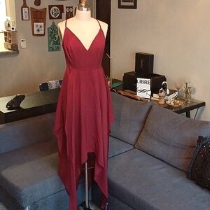 Unique Red Spaghetti Strap Dress